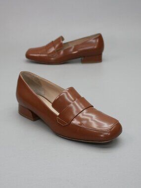 M. Gemi 36 Ladies 6 US Scuola Carmel Brown Leather Block Heels Dress Shoes Italy
